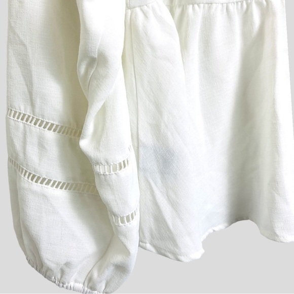 Torrid 2 Women’s White Eyelet Top Front Lace-up Cottagecore, Boho Long Sleeve - Picture 9 of 14